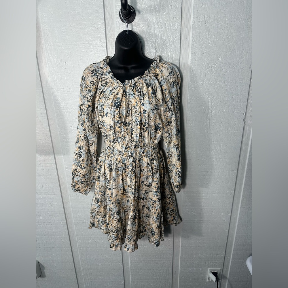 Sam Edelman Ivory Floral Long Sleeve Dress Size XS EUC